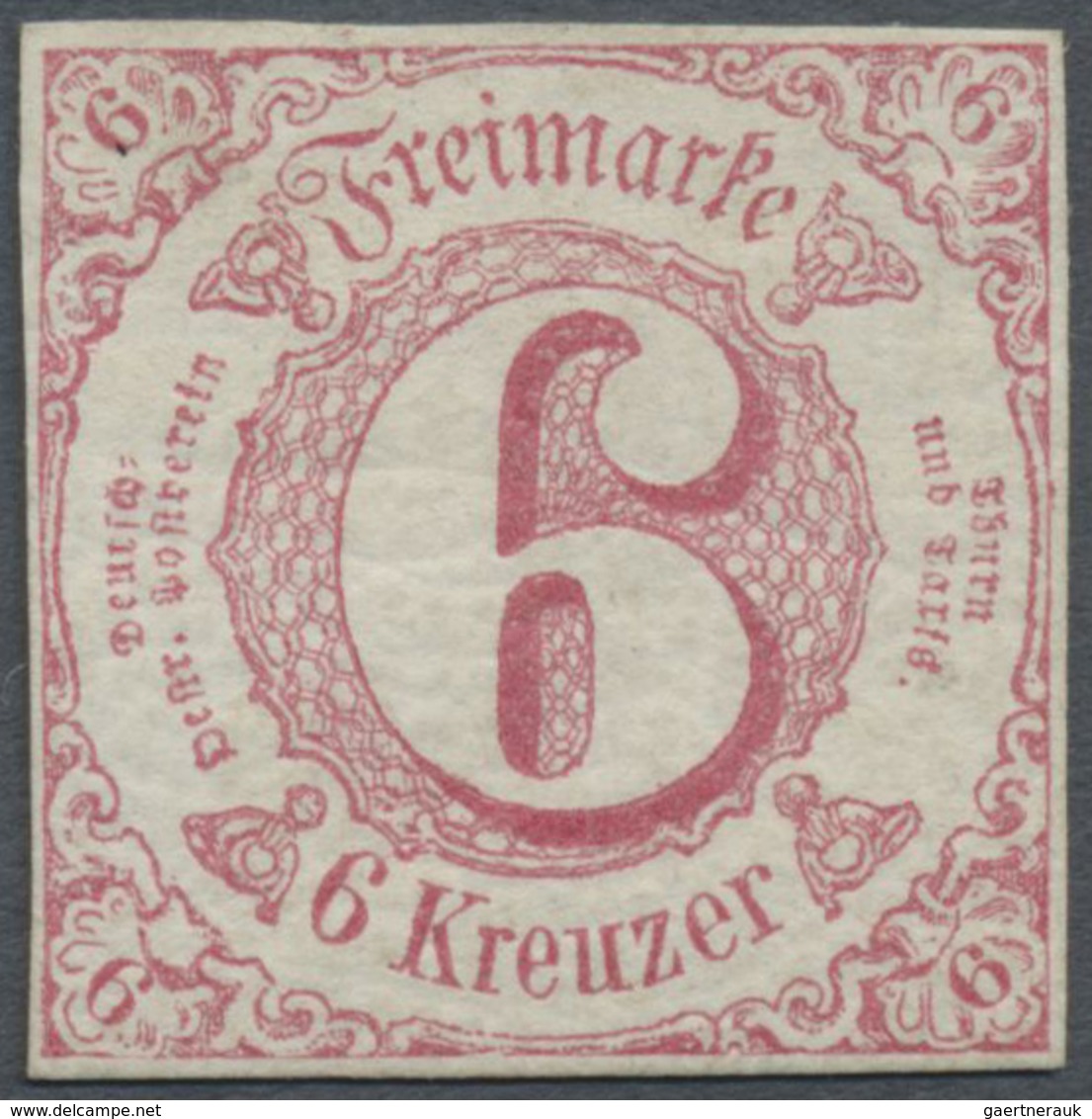 * Thurn & Taxis - Marken Und Briefe: 1860, 6 Kr. Karminrot Auf Weiß, Geschnitten. Ungebraucht. Lt. Fot - Altri & Non Classificati