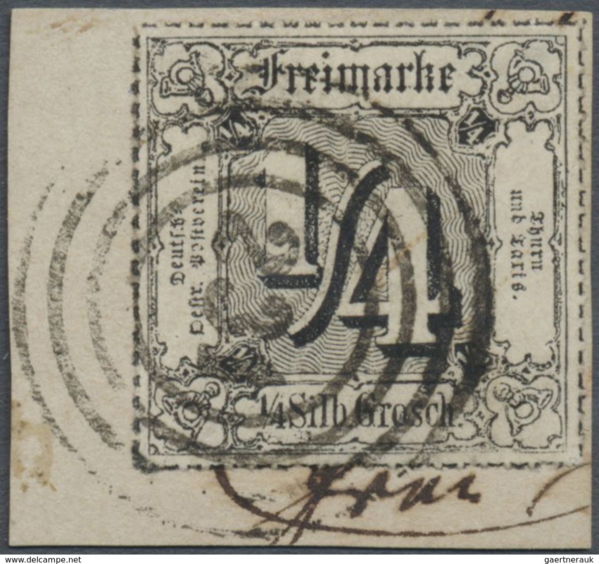 Brfst Thurn & Taxis - Marken Und Briefe: 1866, 1/4 Sgr. Schwarz Auf Weiß, Farbig Durchstochen. Auf Briefst - Sonstige & Ohne Zuordnung