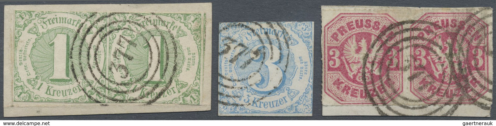 O/Brfst Thurn & Taxis - Nummernstempel: "377" Werrabahn: Kleine Type Auf Briefstück Mit Paar Der 1 Kr 2. Aus - Sonstige & Ohne Zuordnung