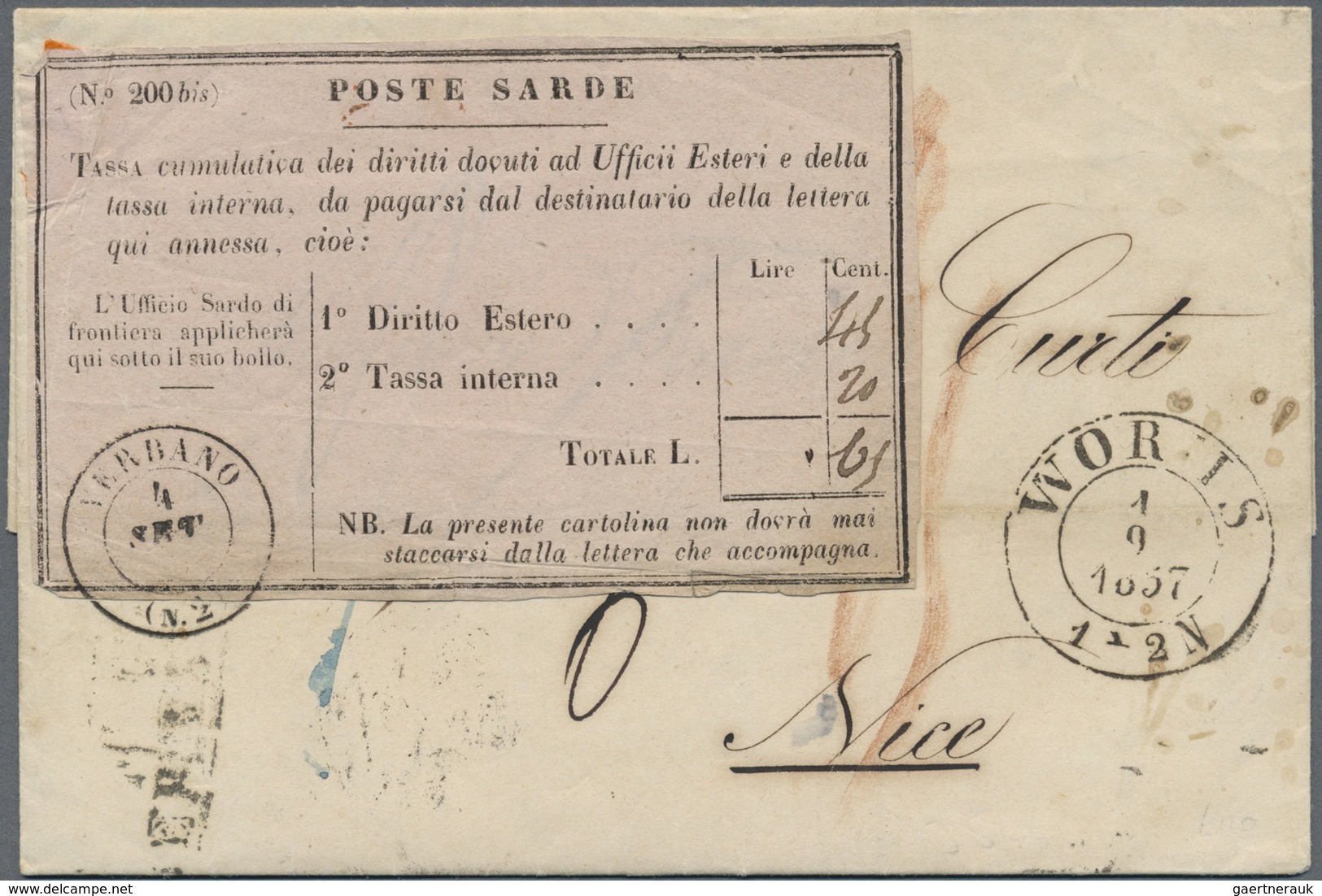 Br Thurn & Taxis - Ortsstempel: 1857. Stampless Envelope Written From Worms (Germany) Dated '21st Aout - Autres & Non Classés