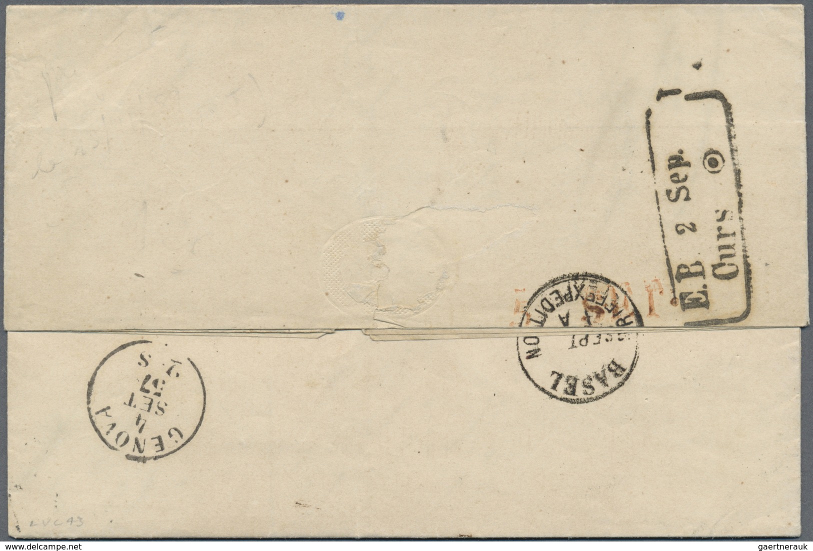 Br Thurn & Taxis - Ortsstempel: 1857. Stampless Envelope Written From Worms (Germany) Dated '21st Aout - Autres & Non Classés