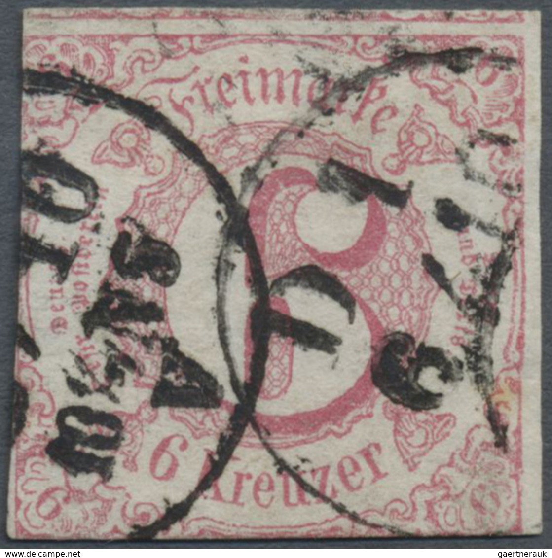 O Thurn & Taxis - Besonderheiten: 1860, 6 Kr. Rosa, Taxisschnitt Mit Distibutionsstempel, Kurzbefund S - Sonstige & Ohne Zuordnung