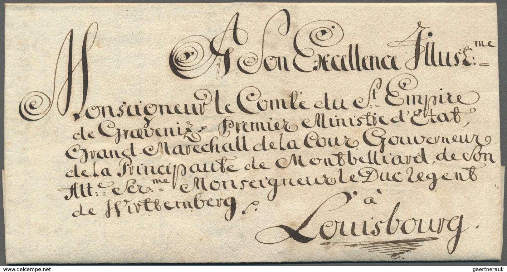 Br Württemberg - Vorphilatelie: 1730, Nussdorf, Wunderschöner Adelsbrief Mit 7-zeiliger Anschrift Und K - Préphilatélie