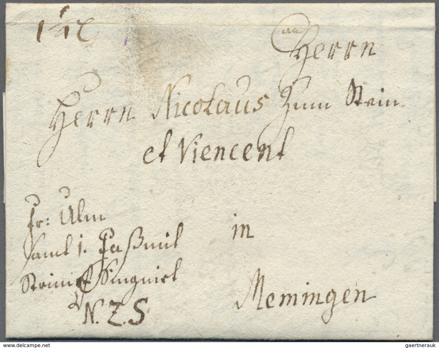 Br Württemberg - Vorphilatelie: 1777, Metzingen, Paketbrief "fr. Ulm Samt 1 Faß Mit Strimpf, Singuiert - Préphilatélie