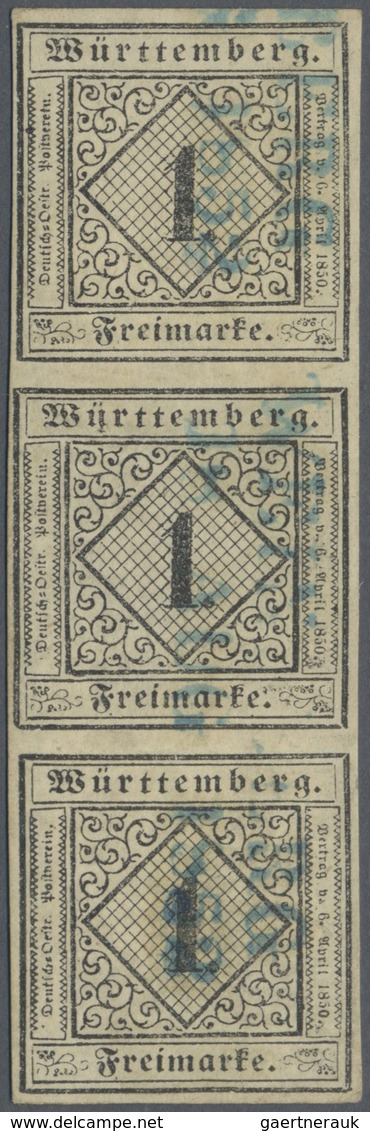 O Württemberg - Marken Und Briefe: 1851, 1 Kr. Schwarz Auf Hellsämisch, Type I Im Allseits Voll- Bis B - Autres & Non Classés