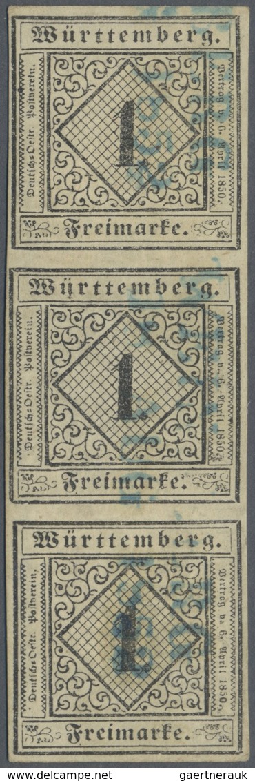 O Württemberg - Marken Und Briefe: 1851, 1 Kr. Schwarz Auf Hellsämisch, Type I Im Allseits Voll- Bis B - Altri & Non Classificati