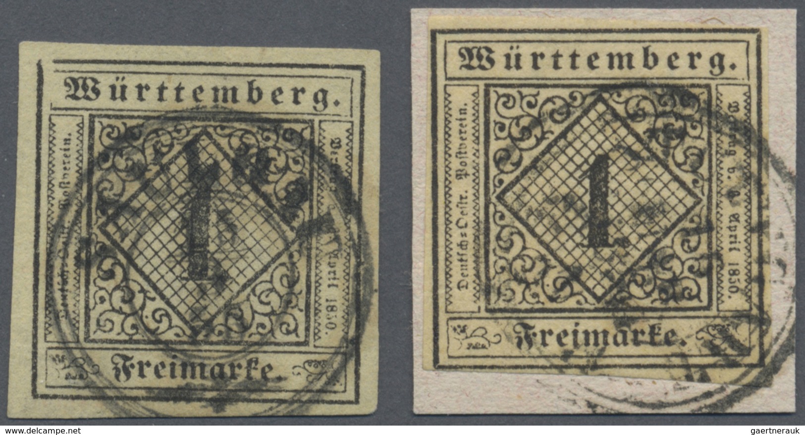 O/Brfst Württemberg - Marken Und Briefe: 1851, 1 Kr. Wappen Schwarz Auf Hellchromgelb, Gest. Nahezu Allseiti - Altri & Non Classificati