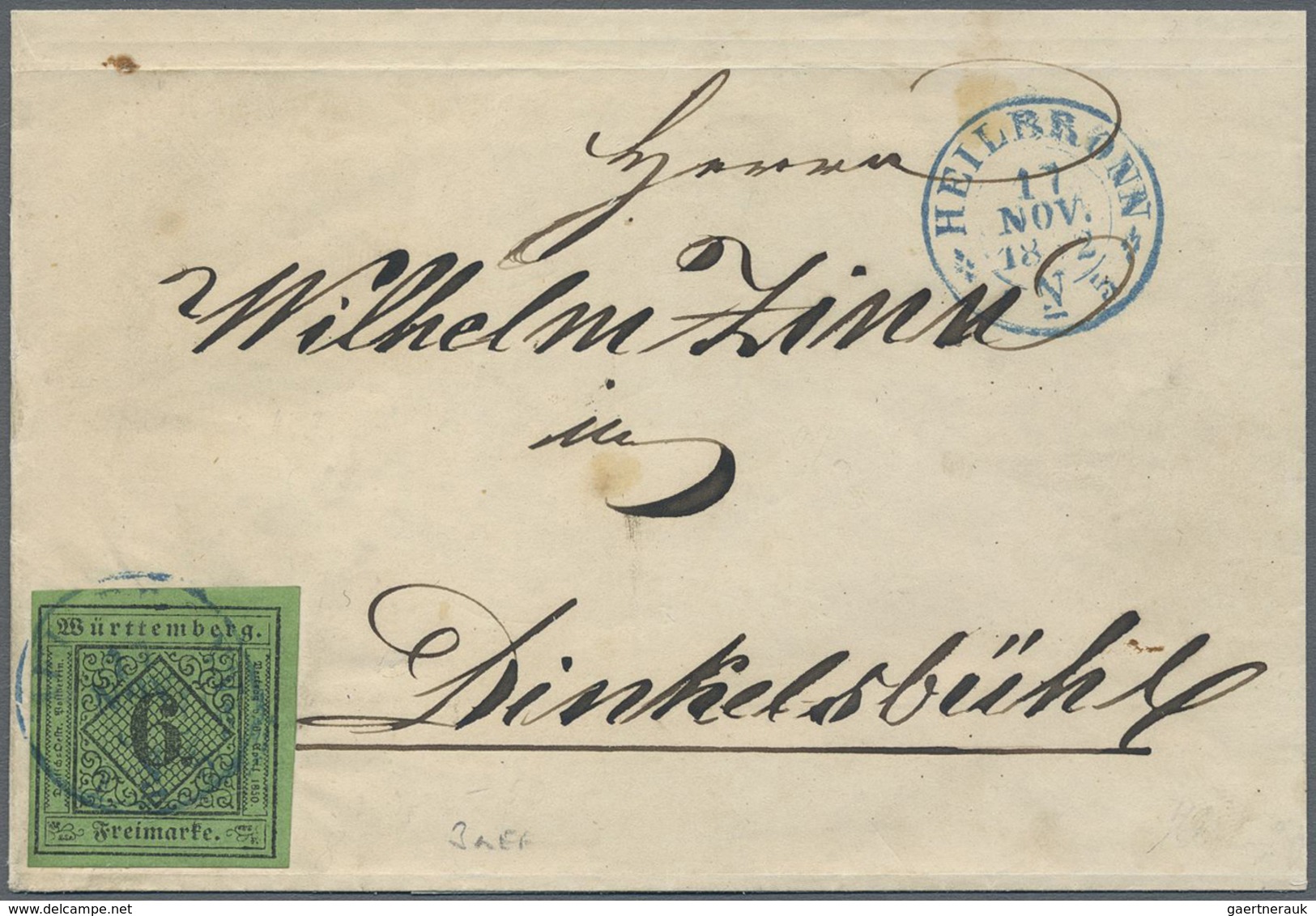 Br Württemberg - Marken Und Briefe: 1851, ZWEI BRIEFE Mit Je 6 Kr. Gelbgrün In Seltener Type II B Und B - Autres & Non Classés