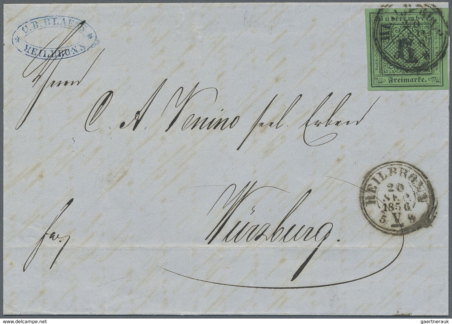 Br Württemberg - Marken Und Briefe: 1851, ZWEI BRIEFE Mit Je 6 Kr. Gelbgrün In Seltener Type II B Und B - Autres & Non Classés