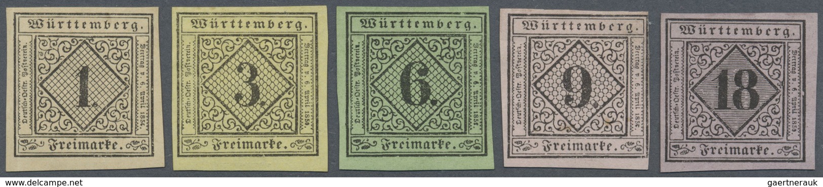 (*) Württemberg - Marken Und Briefe: 1851, 1 Kr. Bis 18 Kr. Ungebraucht Kompletter Satz Der Amtlichen Ne - Sonstige & Ohne Zuordnung