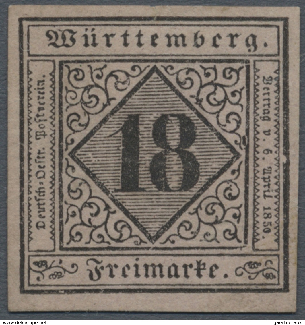 (*) Württemberg - Marken Und Briefe: 1851, Neudruck 18 Kr. Schwarz Auf Violettgrau, Ungebraucht Ohne Gum - Altri & Non Classificati