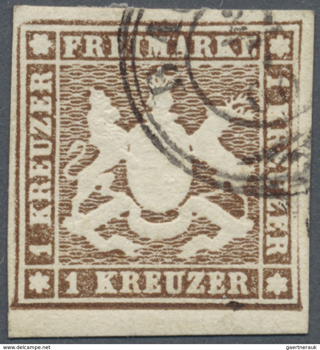 O Württemberg - Marken Und Briefe: 1859, 1 Kr. Orangebraun, Farbfrisch Und Allseits Vollrandiges Unter - Other & Unclassified