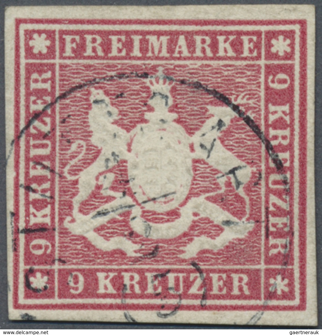 O Württemberg - Marken Und Briefe: 1865, 9 Kreuzer Rosakarmin DER GEBRAUCHTE NEUDRUCK, Allseits Breitr - Sonstige & Ohne Zuordnung