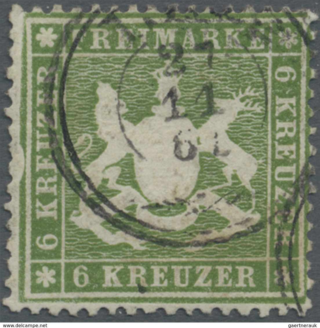 O Württemberg - Marken Und Briefe: 1861: 6 Kr. Grün, Normal Gezähntes Prachtstück Mit Seltenem Platten - Altri & Non Classificati
