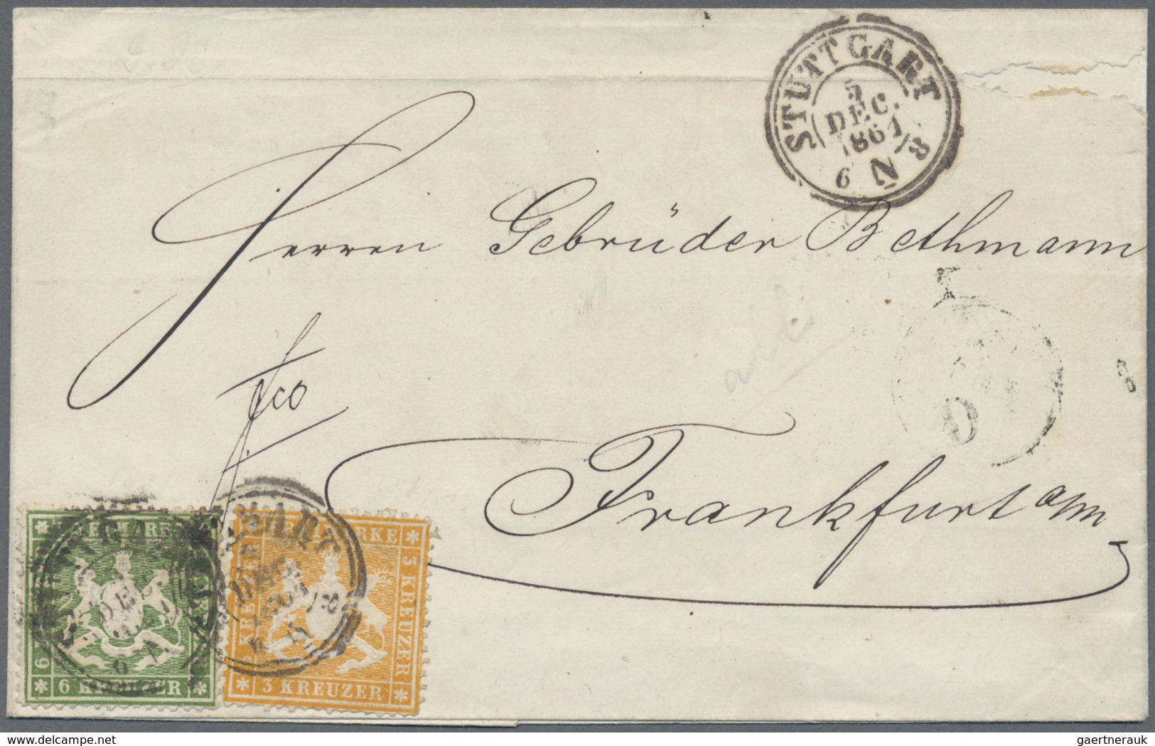 Br Württemberg - Marken Und Briefe: 1861, Wappenausgabe 6 Kr. Dunkelgrün Und 3 Kr. Orangegelb, Beide En - Sonstige & Ohne Zuordnung