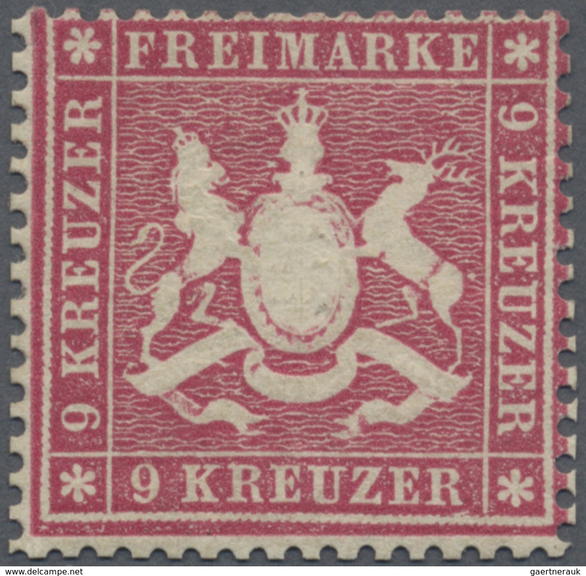 * Württemberg - Marken Und Briefe: 1860, Wappenausgabe 9 Kr. Karmin, Eng Gezähnt, Dickes Papier Mit Ha - Autres & Non Classés