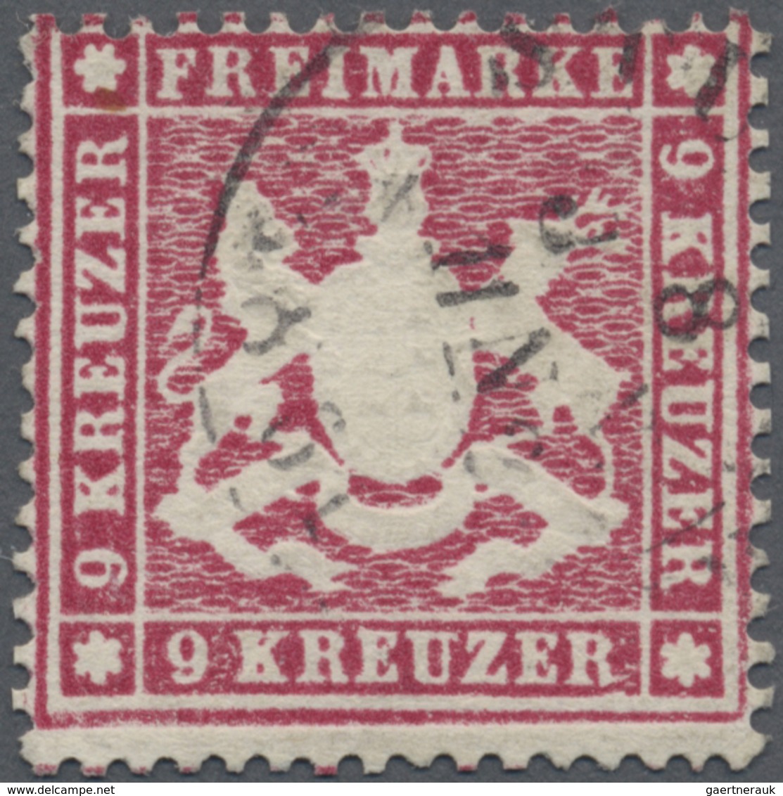 O Württemberg - Marken Und Briefe: 1860, 9 Kreuzer Karmin Mit Seltenem PLATTENFEHLER "Kerbe Unter Letz - Altri & Non Classificati