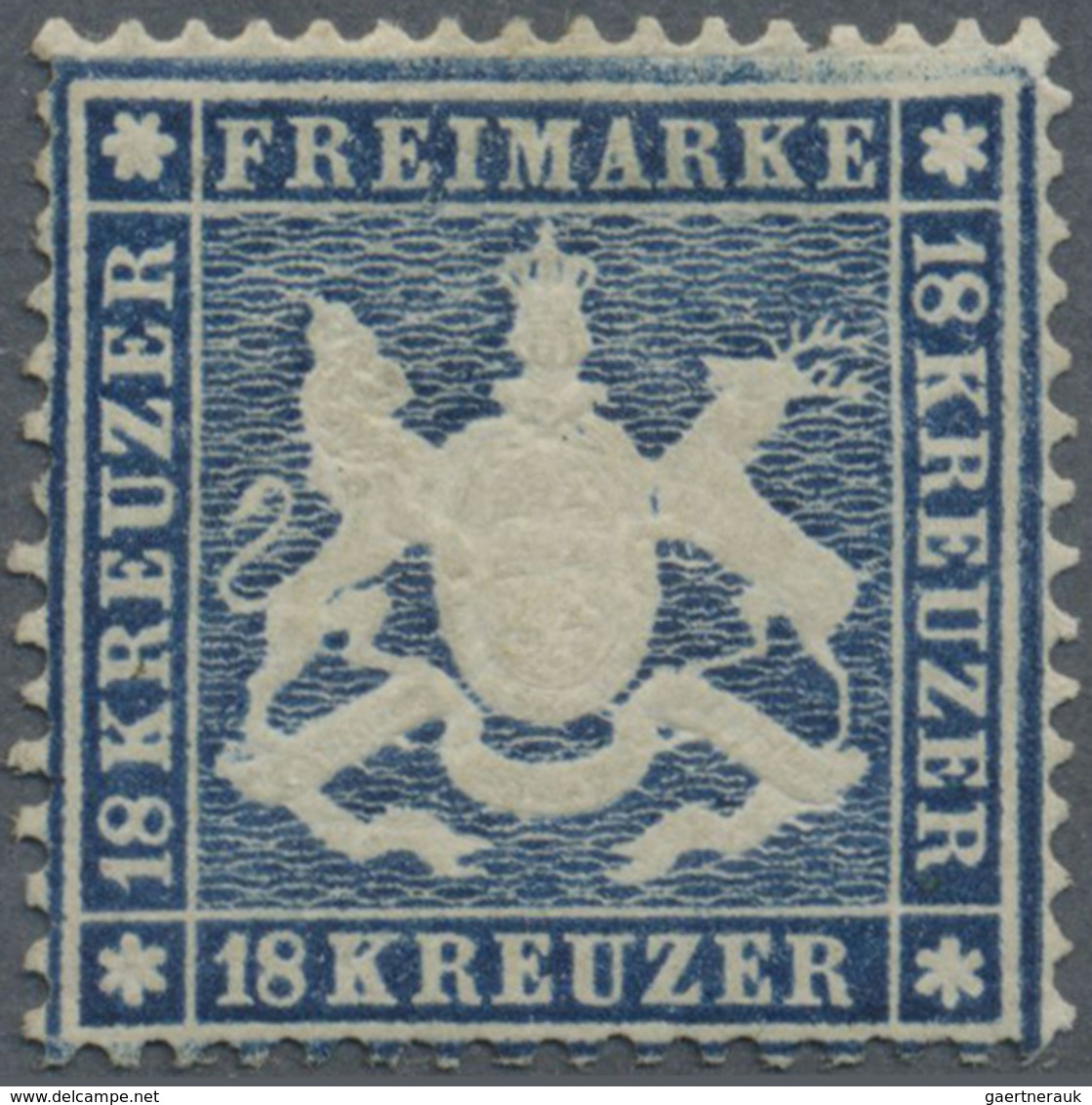 * Württemberg - Marken Und Briefe: 1861, 18 Kr. Dunkelblau, Enge Zähnung, Dünnes Papier, Ungebraucht M - Autres & Non Classés