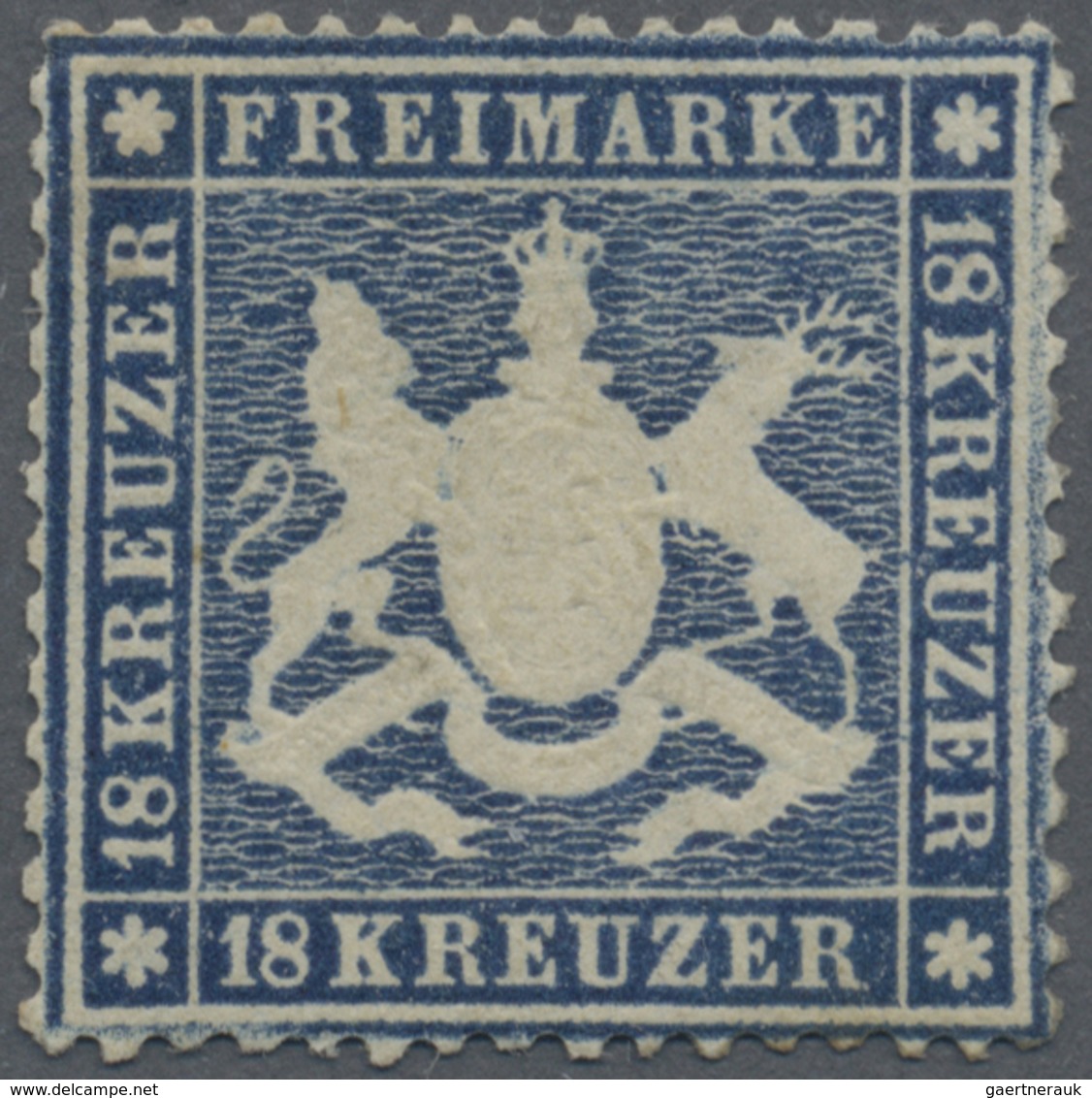 (*) Württemberg - Marken Und Briefe: 1861, Wappenausgabe 18 Kr. Dunkelblau, Dünnes Papier, Ungebraucht M - Altri & Non Classificati