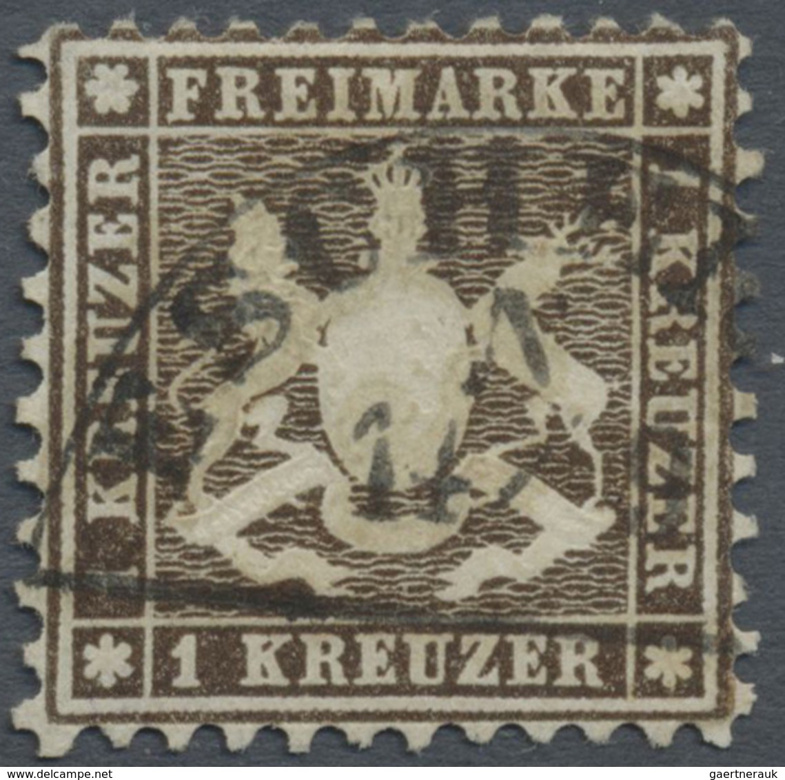 O Württemberg - Marken Und Briefe: 1862, Wappen 1 Kr. Braun, Gestempelt, Gez. 10, Mi. 550,- - Sonstige & Ohne Zuordnung