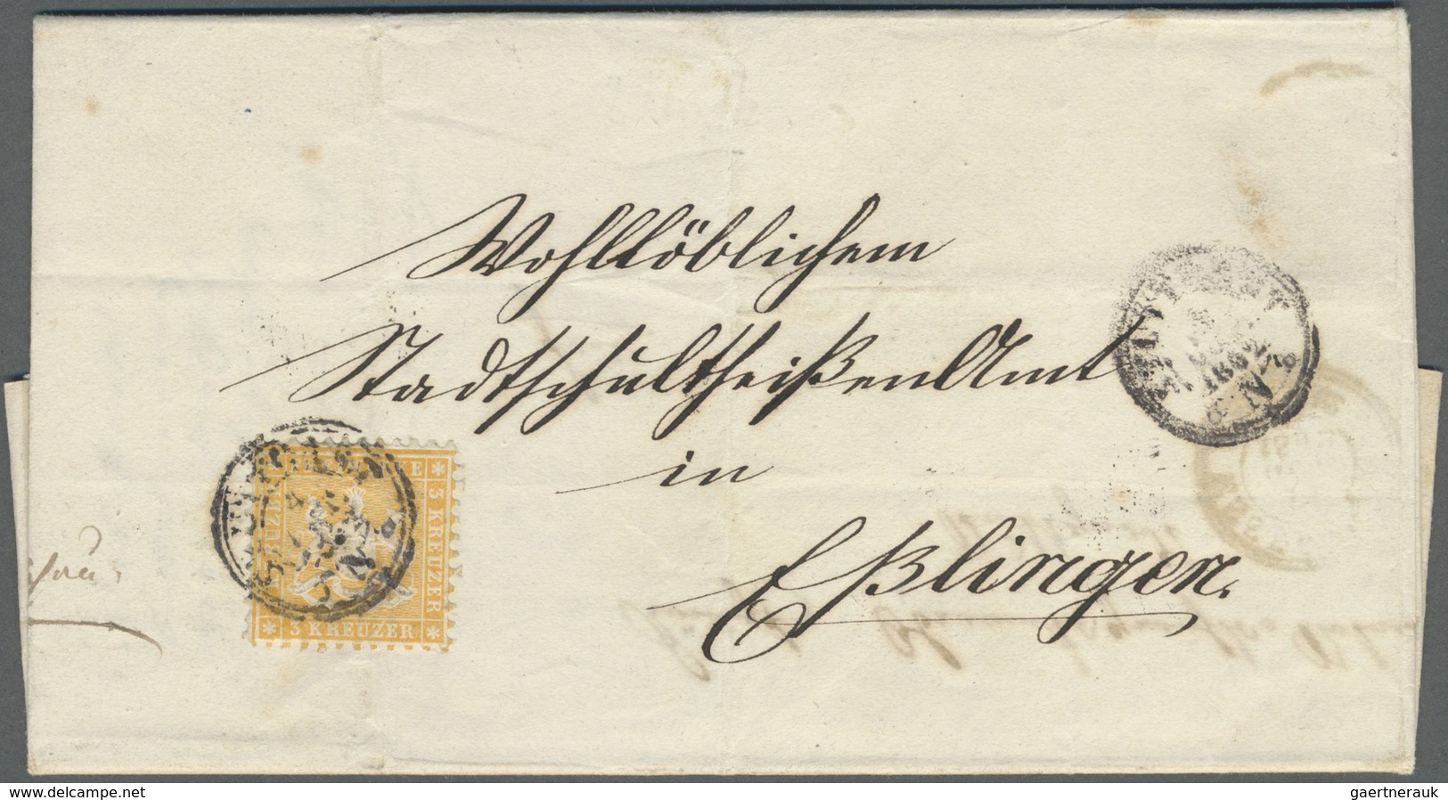 Br Württemberg - Marken Und Briefe: 1861/1862, Sogenannter "Hin- Und Her-Brief" Mit 3 Kr. Gelborange Vo - Altri & Non Classificati