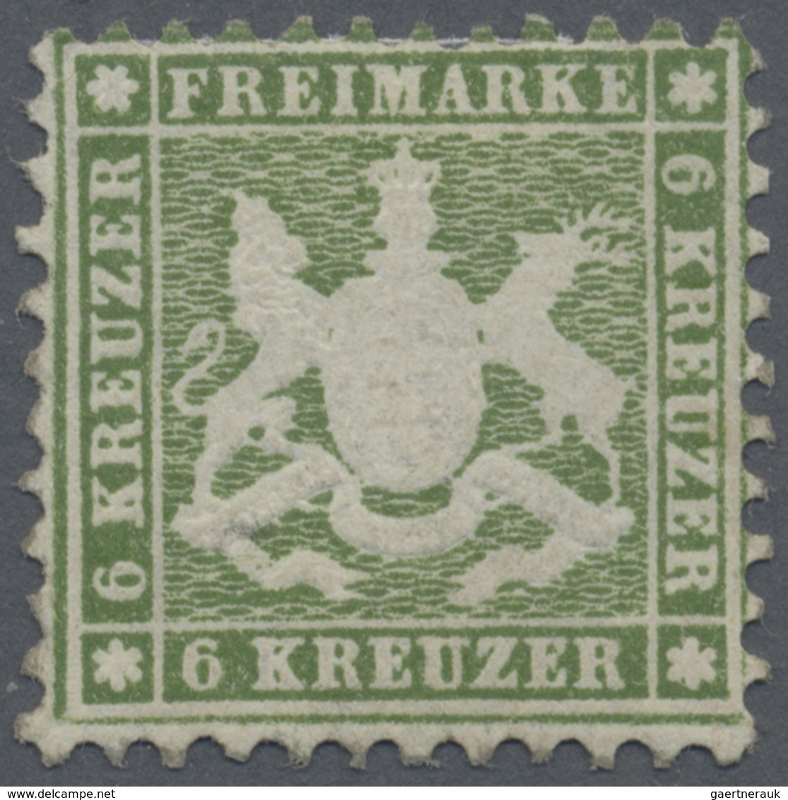 * Württemberg - Marken Und Briefe: 1862, 6 Kreuzer Dunkelgrün Ungebraucht Mit Falzresten, Die Marke Is - Autres & Non Classés