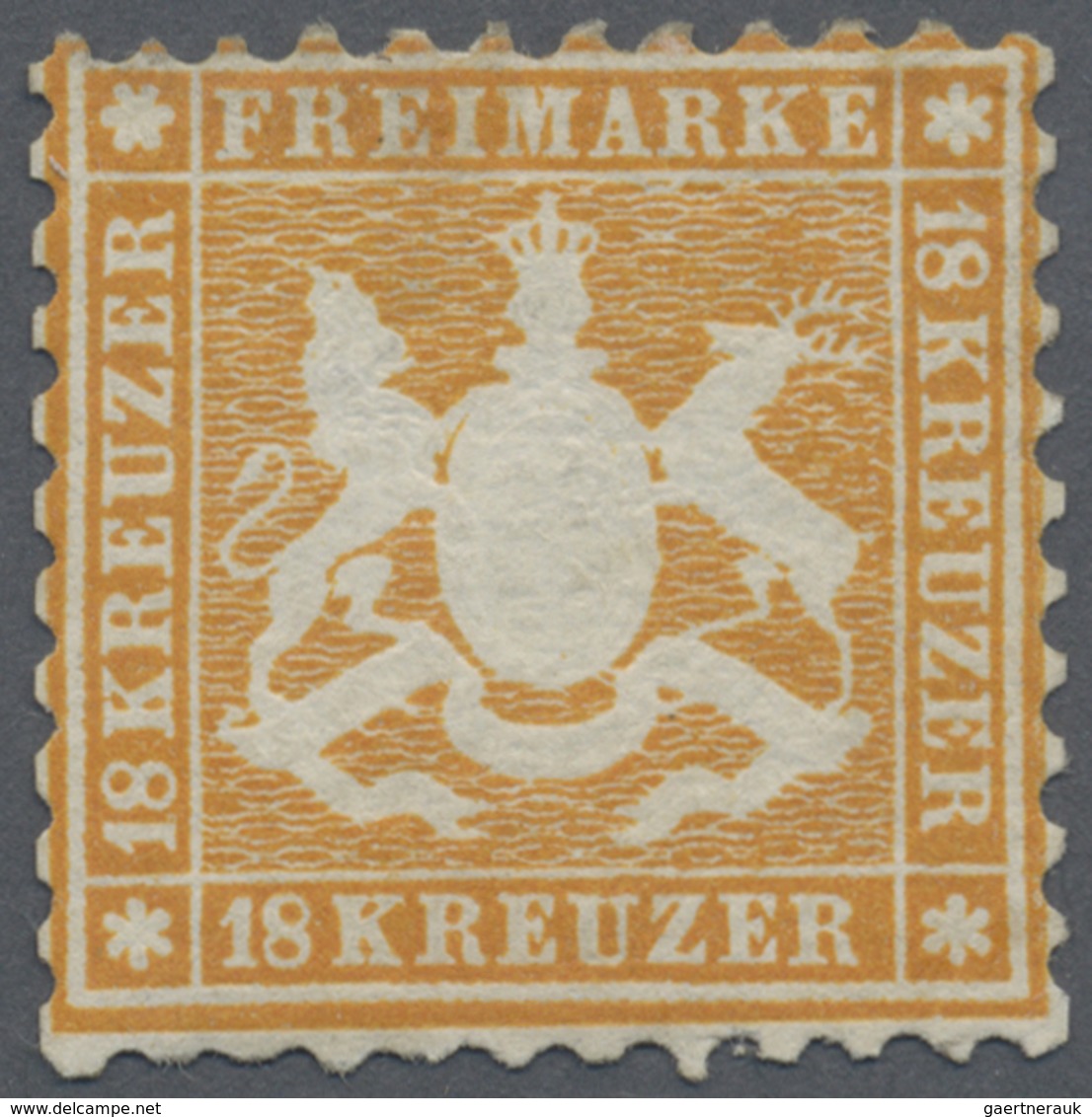 (*) Württemberg - Marken Und Briefe: 1863, Wappenausgabe 18 Kr. Orangegelb, Weit Gezähnt, Ungebraucht Oh - Sonstige & Ohne Zuordnung