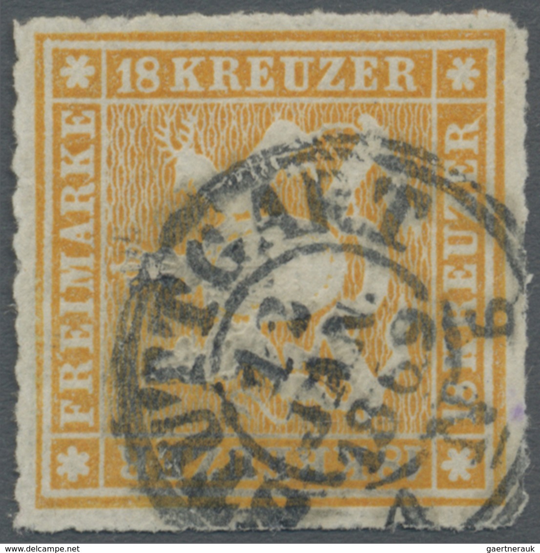 O Württemberg - Marken Und Briefe: 1867, 18 Kr. Orangegelb, Durchstich Minimal Unregelmäßig. Prachtstü - Autres & Non Classés