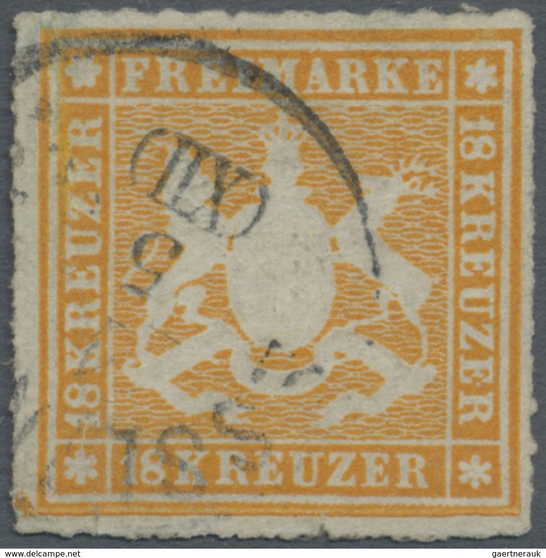 O Württemberg - Marken Und Briefe: 1867, 18 Kr. Orangegelb, Prachtvolles Exemplar Mit Deutlich Sichtba - Sonstige & Ohne Zuordnung