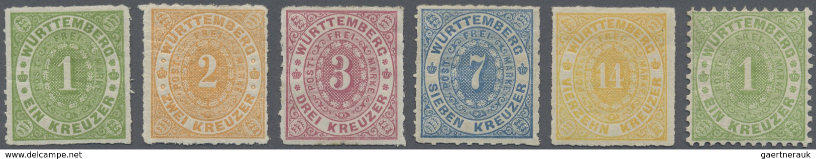 * Württemberg - Marken Und Briefe: 1869, Ovalausgabe 1 Kr. Bis 14 Kr. Durchstochen (ausser 9 Kr.) Sowi - Autres & Non Classés