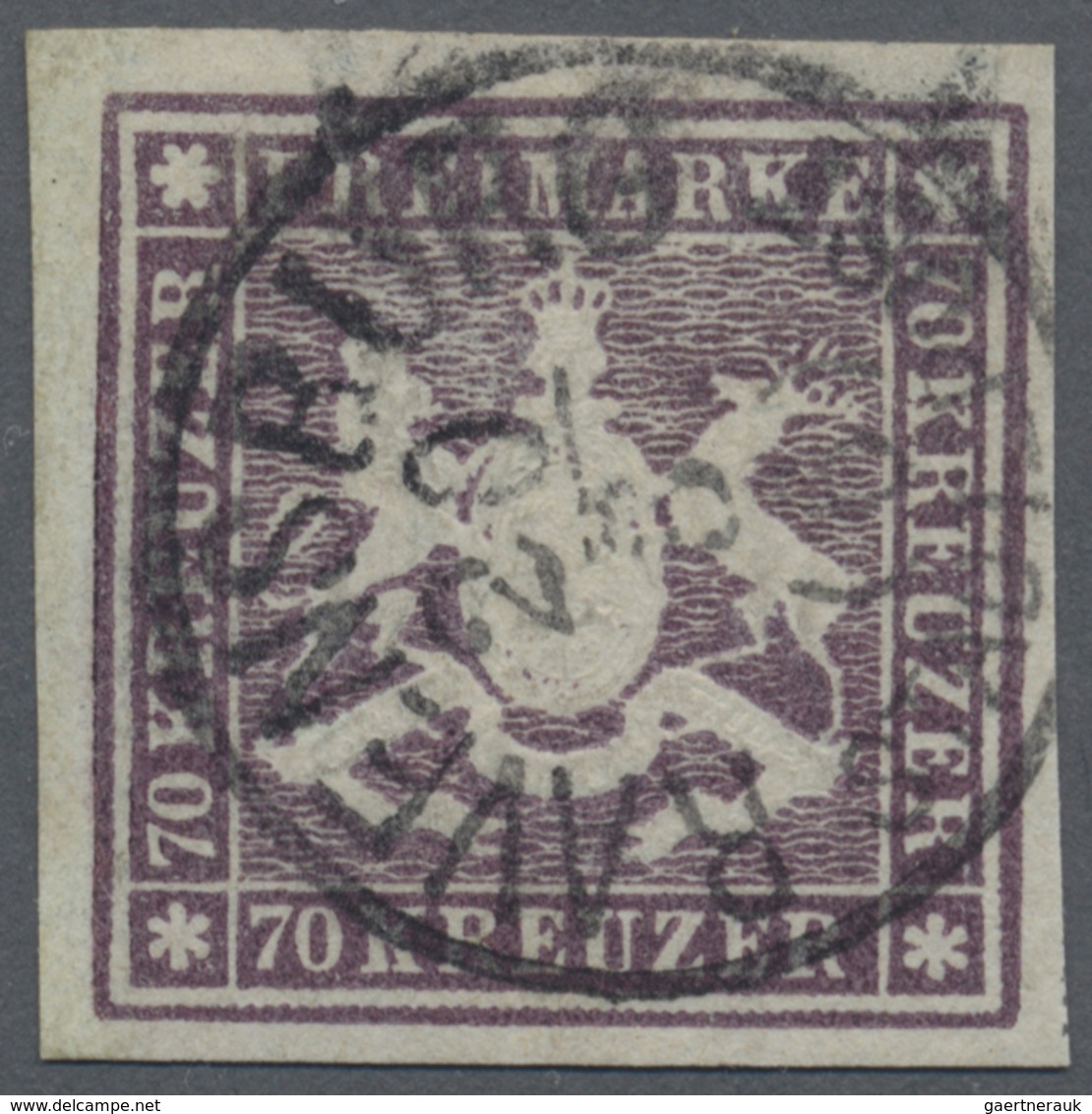 O Württemberg - Marken Und Briefe: 1873, 70 Kreuzer Dunkelviolettbraun Entwertet Mit Zentrisch Klarem - Autres & Non Classés