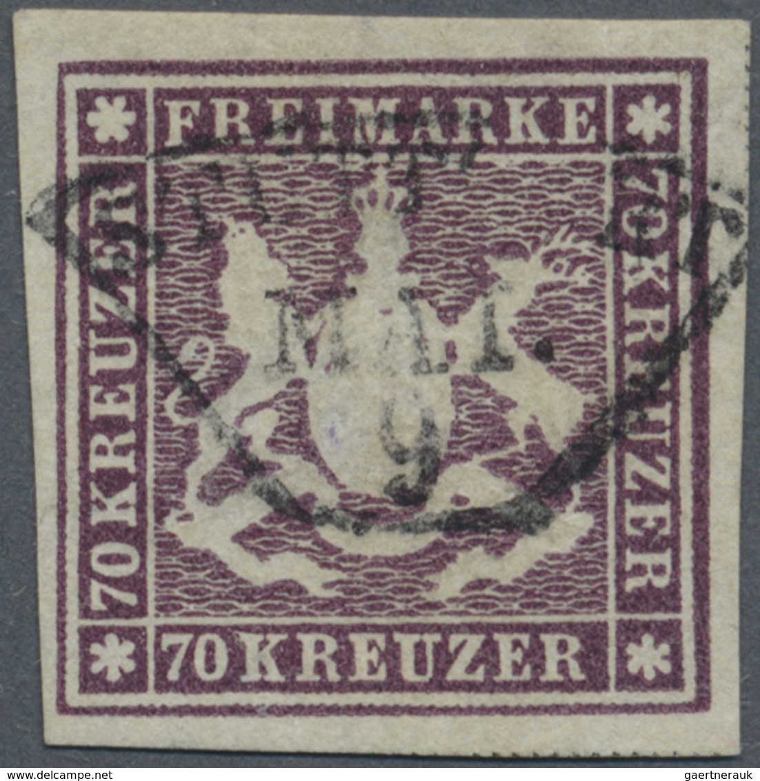 O Württemberg - Marken Und Briefe: 1873, Wappenausgabe 70 Kreuzer Braunlila, Erste Auflage, Farbfrisch - Autres & Non Classés