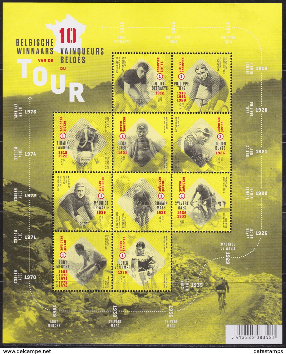 2017 - Bl 252 - De 10 Belgische Tourwinnaars / Les 10 Vainqueurs Belges Du Tour De France - XX - 1961-2001