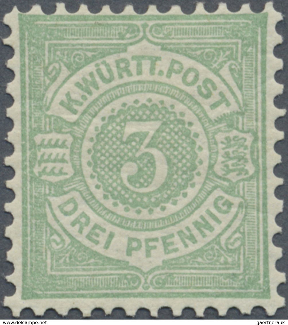 * Württemberg - Marken Und Briefe: 1875 Freimarke 3 Pf In Seltener Farbe B = Mittelbläulichgrün, Einwa - Sonstige & Ohne Zuordnung
