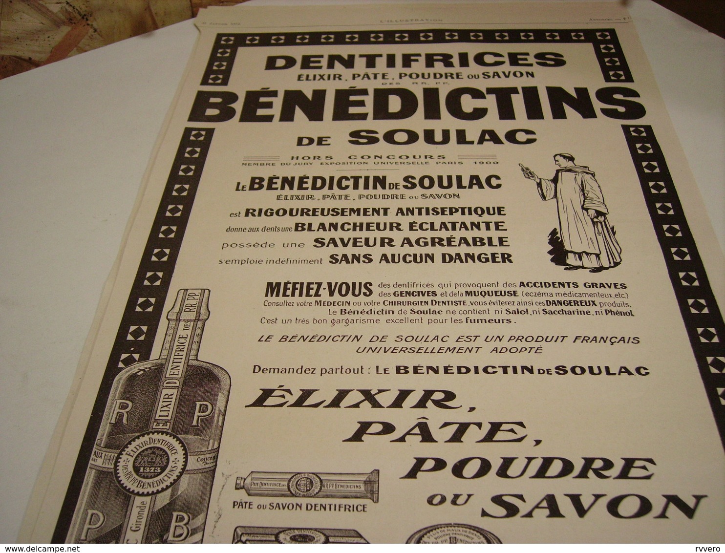 ANCIENNE PUBLICITE  DENTIFRICE BENEDICTINS DE SOULAC  1913-1914 - Other & Unclassified