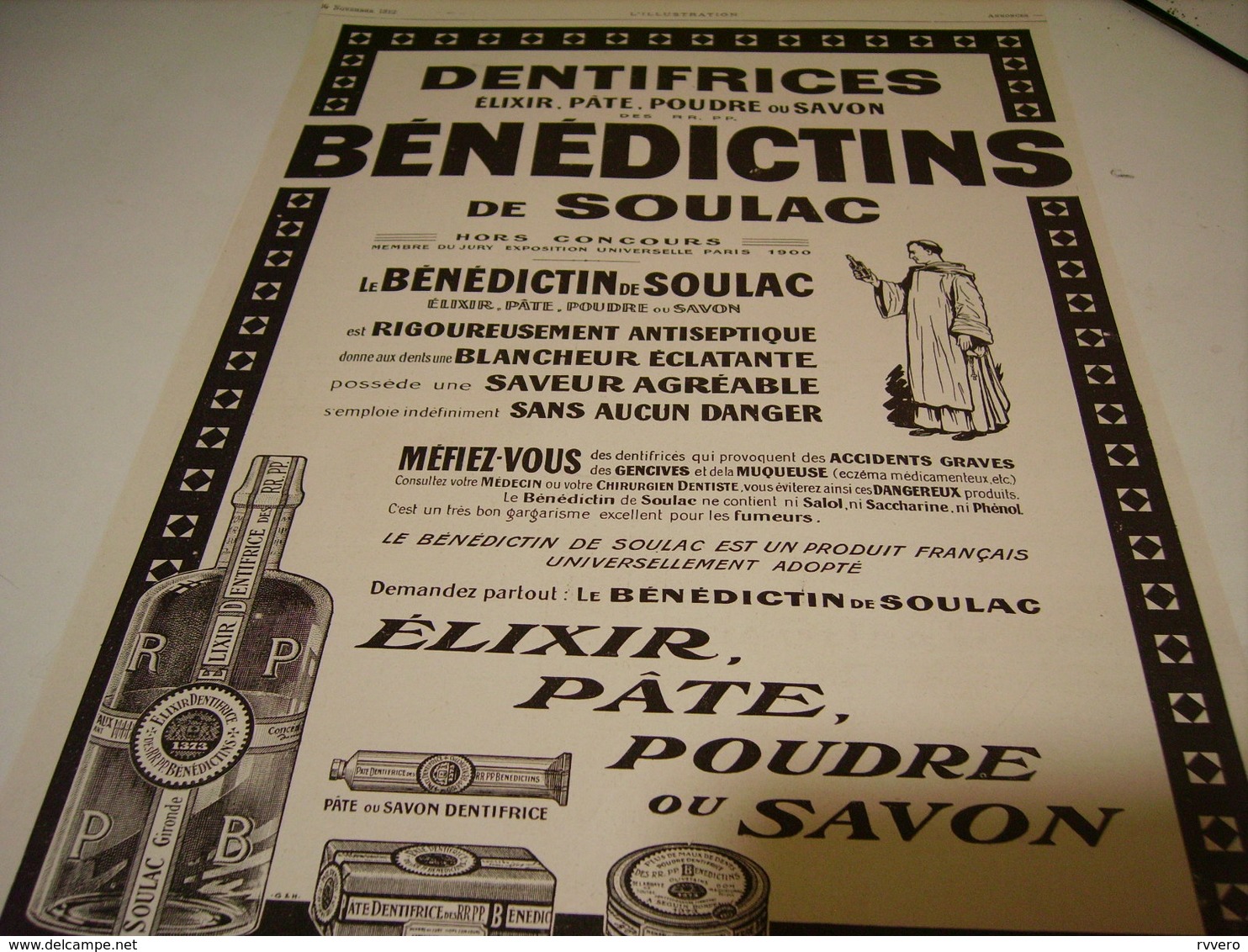 ANCIENNE PUBLICITE  DENTIFRICE BENEDICTINS DE SOULAC  1913-1914 - Other & Unclassified