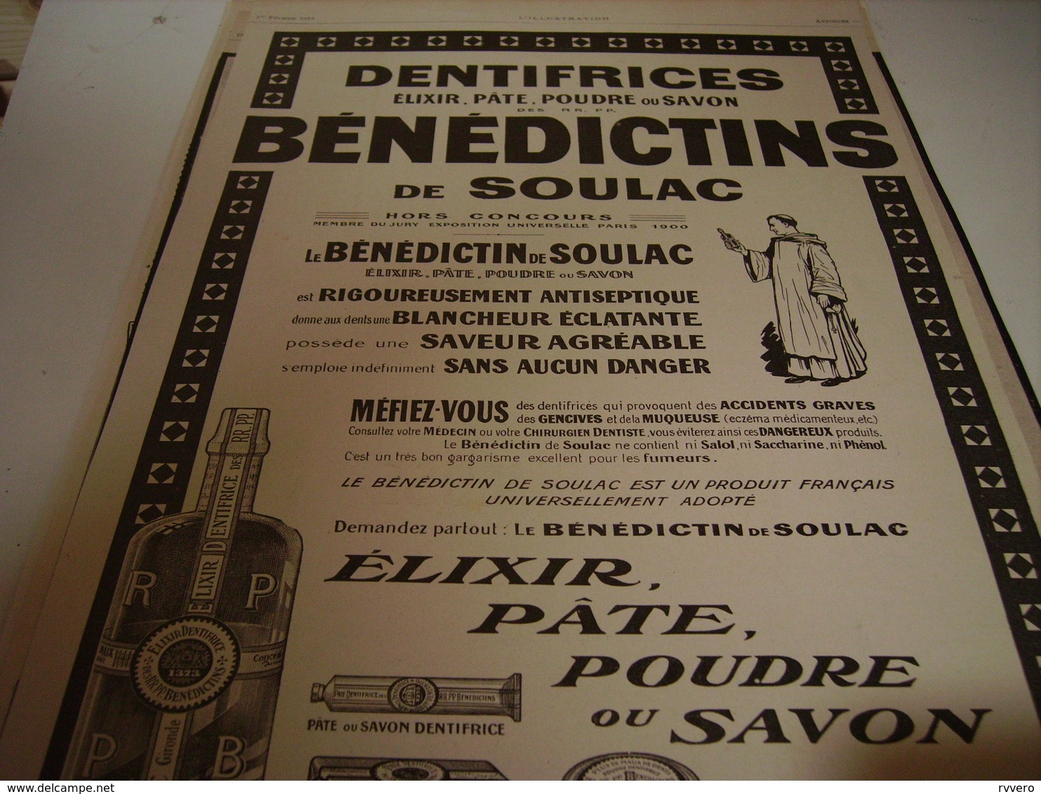 ANCIENNE PUBLICITE  DENTIFRICE BENEDICTINS DE SOULAC  1913-1914 - Other & Unclassified