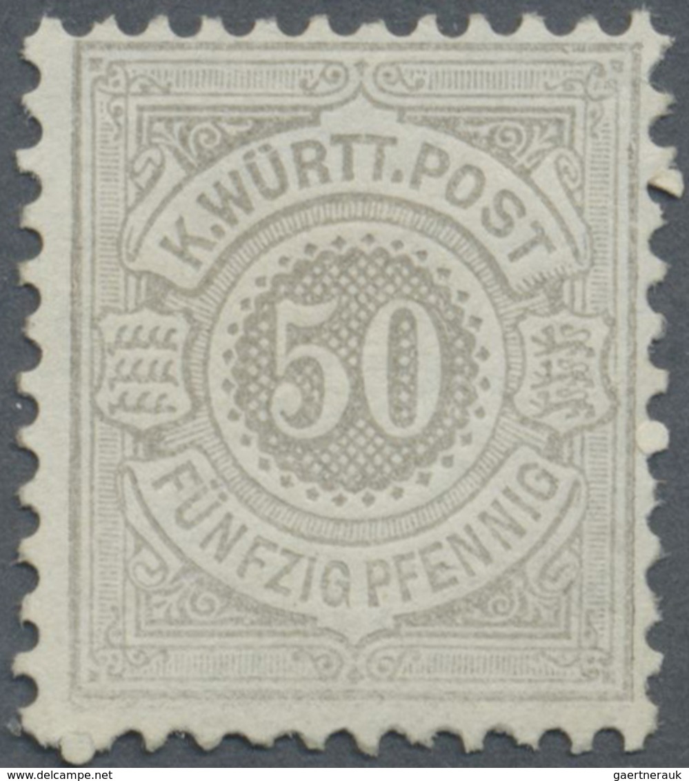 (*) Württemberg - Marken Und Briefe: 1875, 50 Pf. Gelbgrau, Ungebraucht Ohne Gummi, Farbfrische Marke Mi - Autres & Non Classés