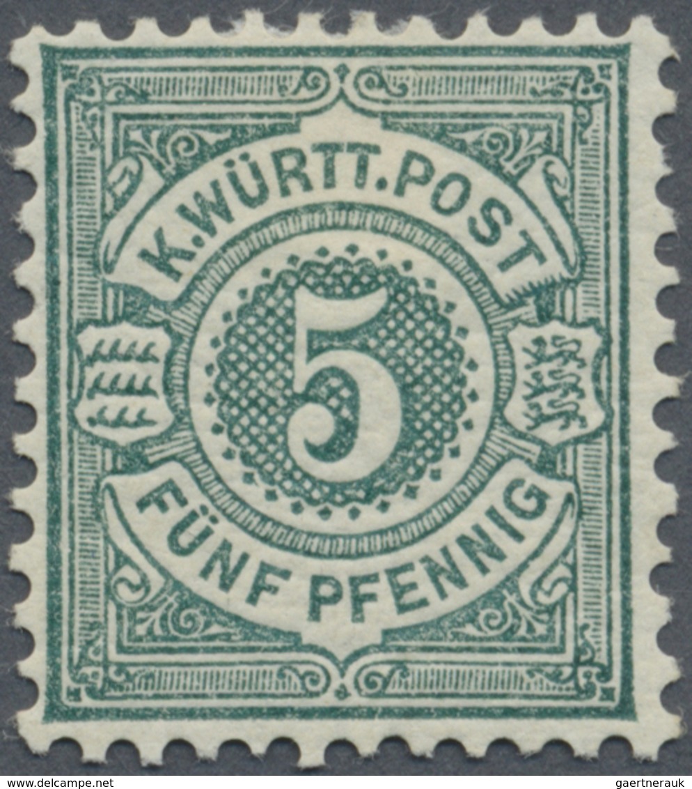 * Württemberg - Marken Und Briefe: 1890, Freimarke 5 Pf. In Seltener Farbe Schwarzblaugrün, Einwandfre - Autres & Non Classés