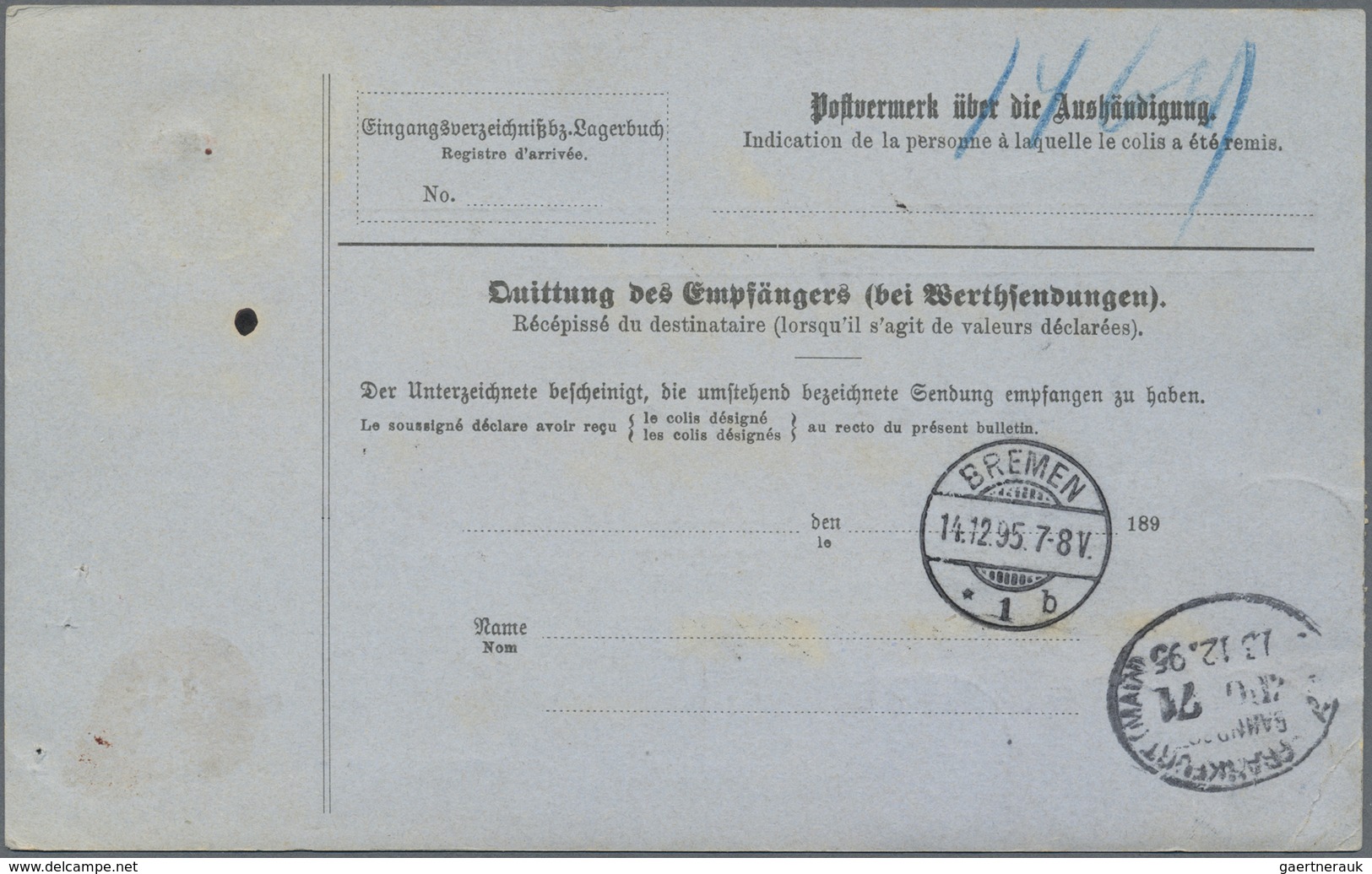 Br Württemberg - Marken Und Briefe: 1890, Pracht-Paketkarte Mit Dreimal 50 Pf. Dunkellilabraun + 10 Pf. - Autres & Non Classés