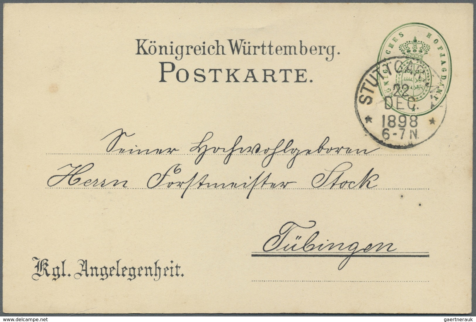 Br Württemberg - Marken Und Briefe: 1897/1898, "TREIBJAGT" 2 Sehr Seltene Karten "Einladung Zur Treibja - Autres & Non Classés