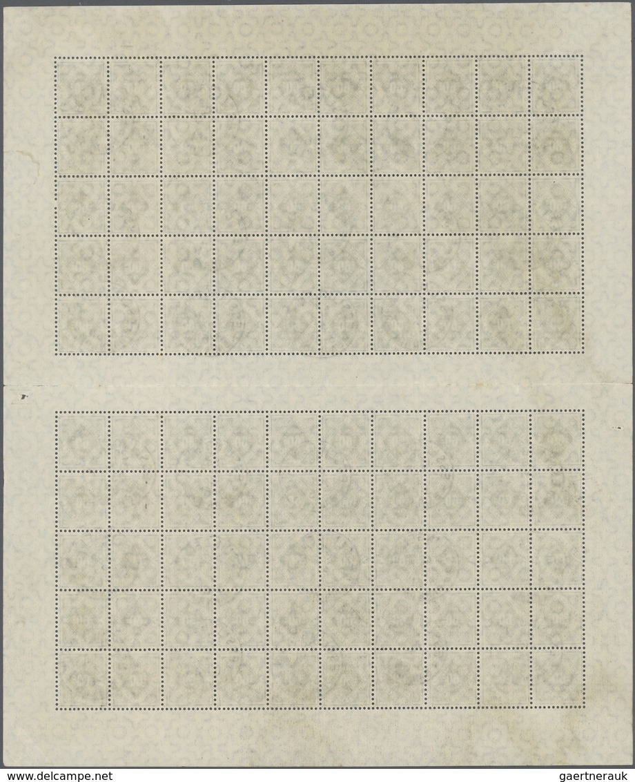 O Württemberg - Marken Und Briefe: 1921, 60 Pfg. Dienstmarke Im Komplettem Doppel-Bogen Mit 10 Zwische - Autres & Non Classés