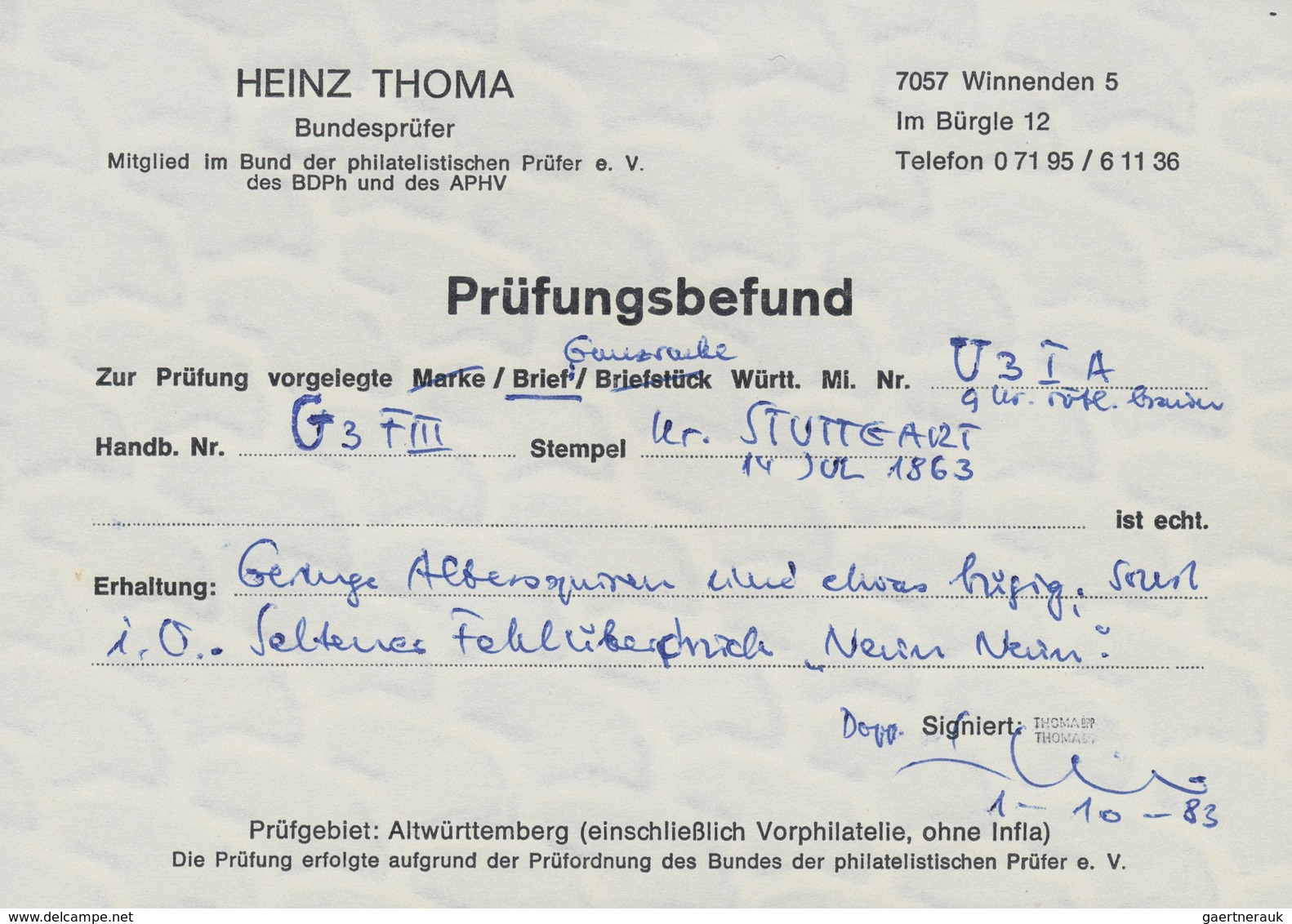 GA Württemberg - Ganzsachen: 1863, GSU 9 Kr. Rötlbraun (kl. Spuren) Selt. Fehldruck "NEUN NEUN" Im Über - Altri & Non Classificati