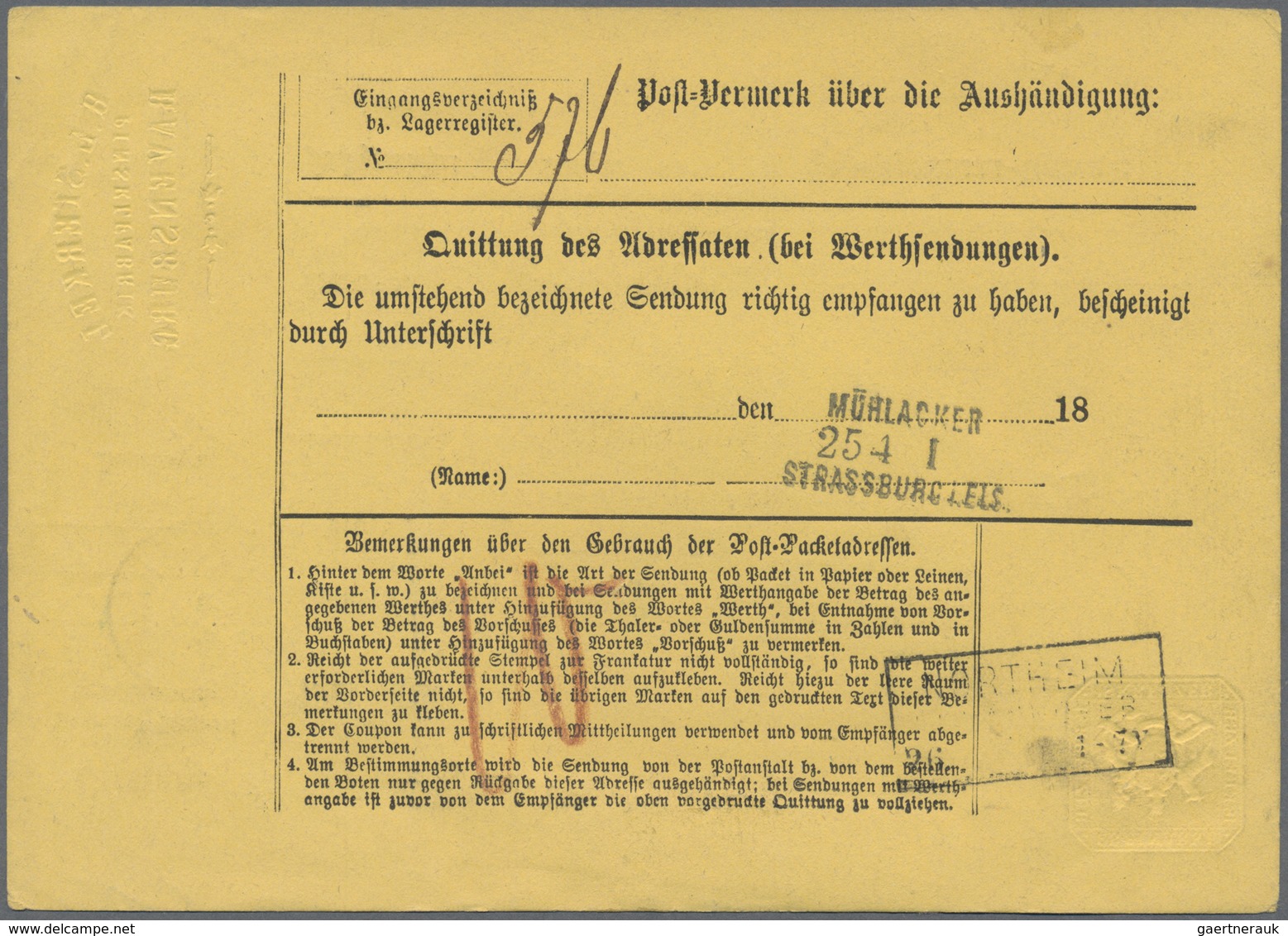 GA Württemberg - Ganzsachen: 1874, 18 Kreuzer Grün "Post-Paketadresse" über 1 Paket Von Ravensburg Nach - Sonstige & Ohne Zuordnung