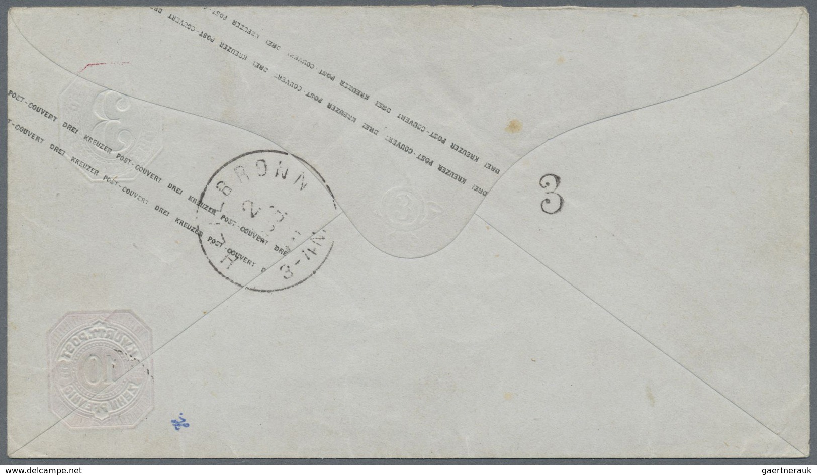 GA Württemberg - Ganzsachen: 1875. Umschlag 10 Pf Rosa Unter 3 Kr Karmin. Gebraucht. (Mi. 275,- Euro) - Altri & Non Classificati