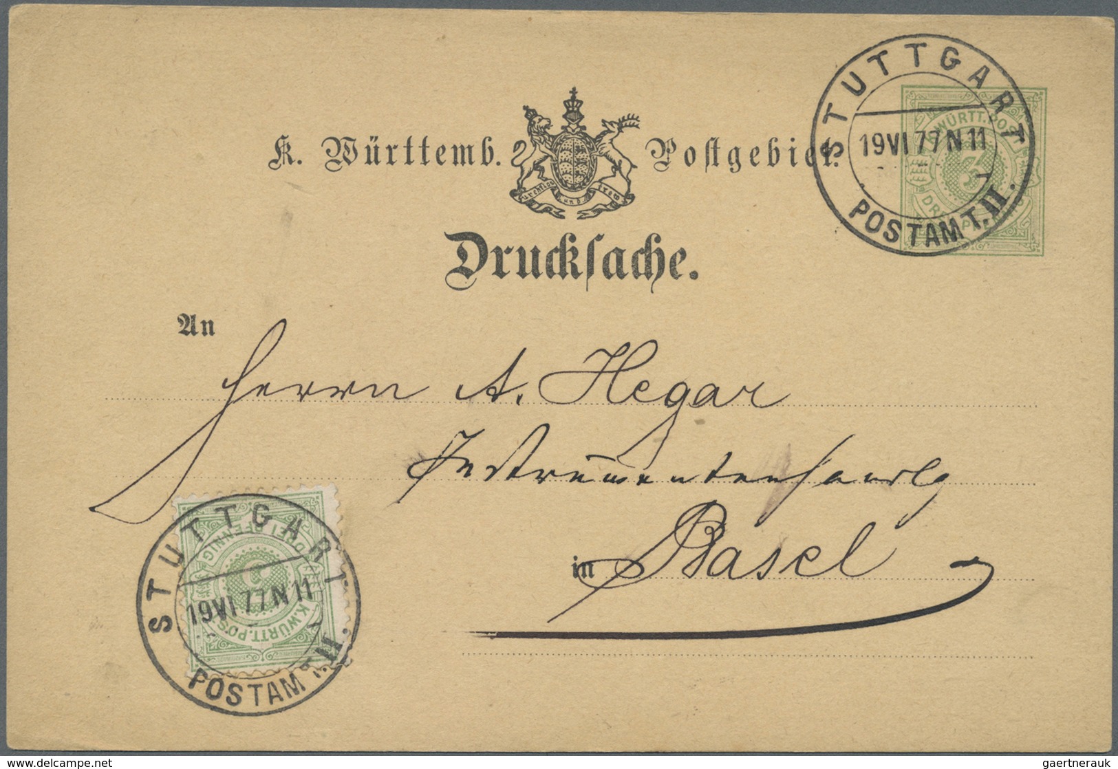 GA Württemberg - Ganzsachen: 1877, 3 Pfg. Dienstpostkarte Mit Rückseitigem Text Wegen Einer Besuchsanze - Altri & Non Classificati