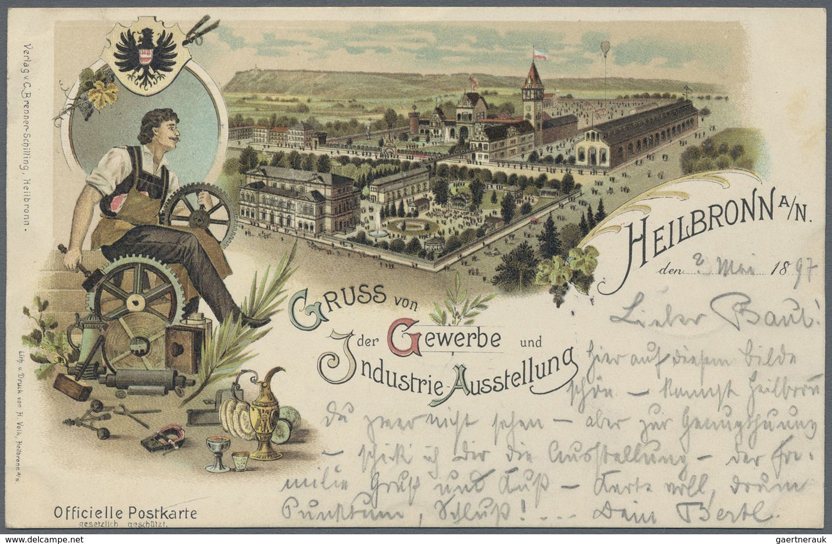 GA/ Württemberg - Ganzsachen: 1897, Color GA-Ansichtskarte 5 Pf. "Gruss Aus Der Heilbronner Industrie-Ge - Sonstige & Ohne Zuordnung