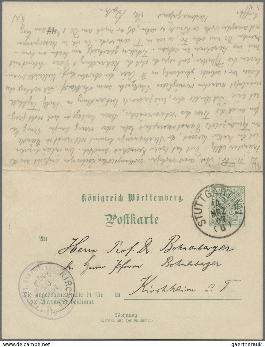 GA Württemberg - Ganzsachen: 1907. Dienst-Doppelkarte 5+5 Pf Grün "Statistisches Landesamt", Mit Dienst - Sonstige & Ohne Zuordnung