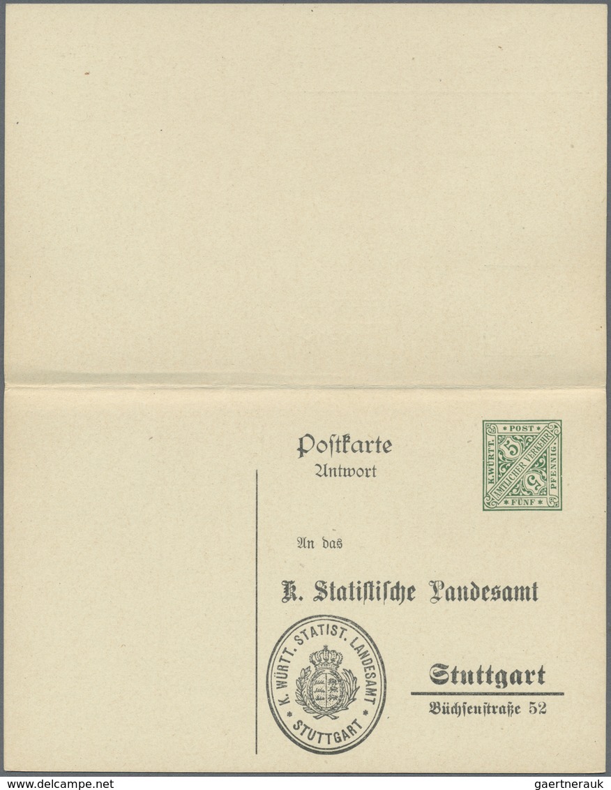 GA Württemberg - Ganzsachen: 1912. Dienst-Doppelkarte 5+5 Pf Grün "Statistisches Landesamt", Ungebrauch - Sonstige & Ohne Zuordnung