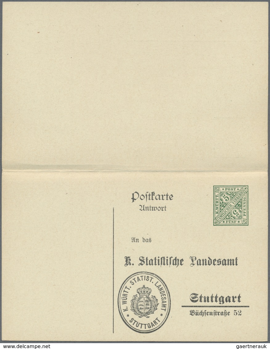 GA Württemberg - Ganzsachen: 1912. Dienst-Doppelkarte 5+5 Pf Grün "Statistisches Landesamt", Ungebrauch - Autres & Non Classés